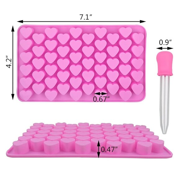 2 PACK Silicone Mini Heart Molds with 2 Droppers  NEW IN PACKAGE! - Picture 3 of 9